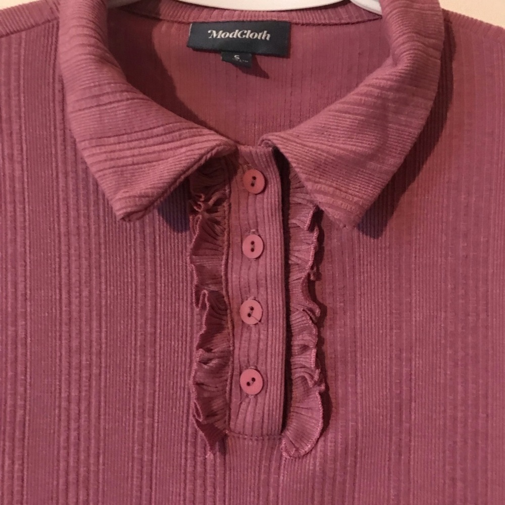 Pink Ruffled Polo Top - Picture 2 of 3